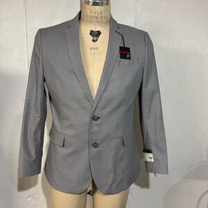 J. Ferrar Ultra Comfort Mens Stretch Slim Fit Suit Jacket Geo Blue Diamond 46R